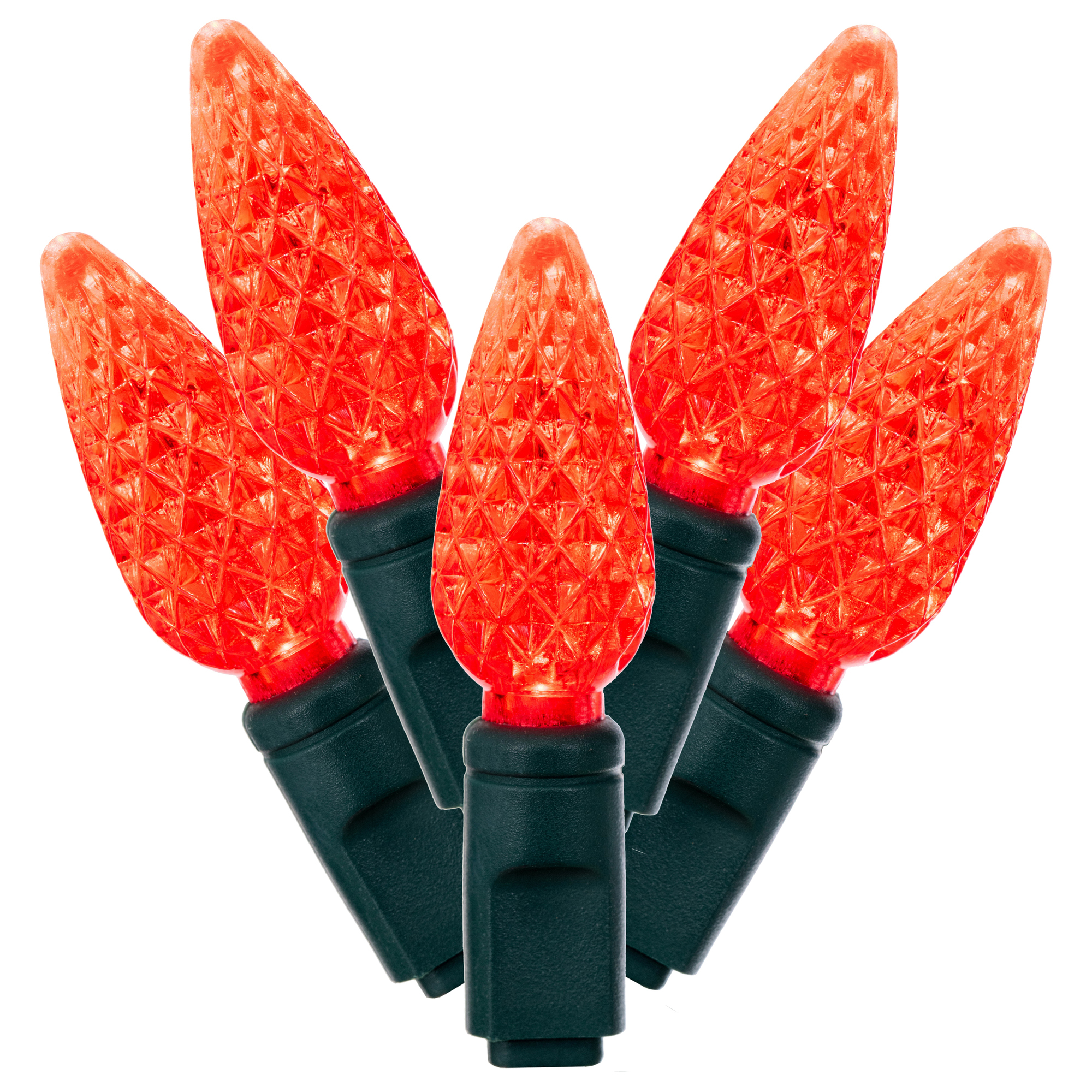 Vickerman 50 Red C6 LED Light on Green Wire, 25' Christmas Single Mold Light Strand